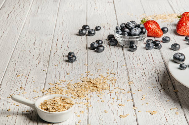 fresh Blueberries , strawberries and oatmeal