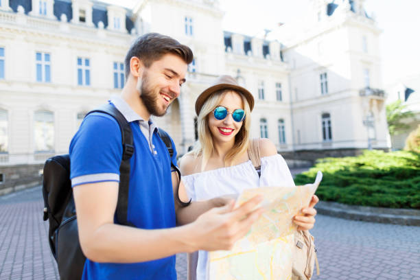 istock Couple at old city background 803270748
