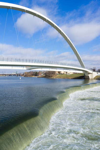 istock Des Moines River Principal Riverwalk Bridge Midwest Vertical 803270756