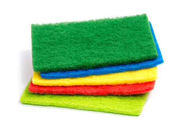 istock Top view of kitchen scourer pads isolated on white 803270908