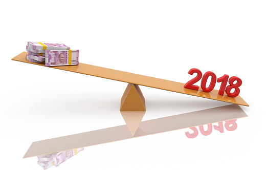New Year 2018 with 2000 Indian Rupee - 3D Rendered Image