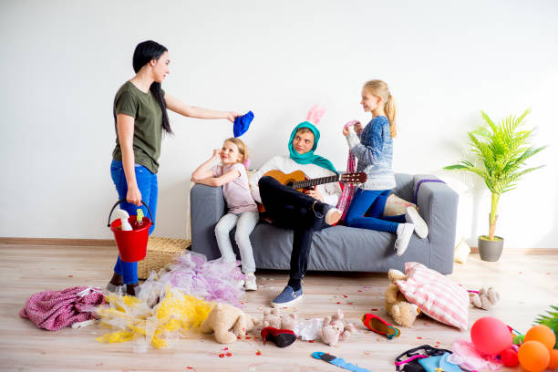 istock Mother cleaning up 803271552