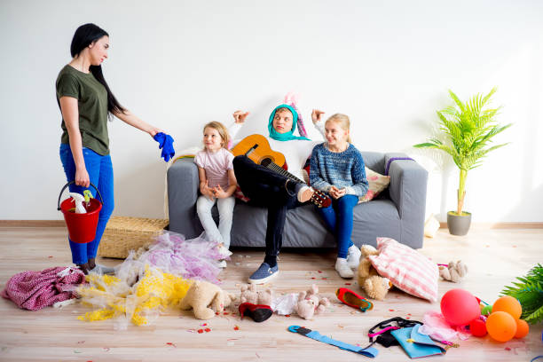 istock Mother yelling on her romping kids 803273784