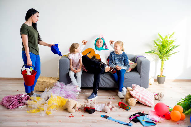 istock Mother yelling on her romping kids 803273860