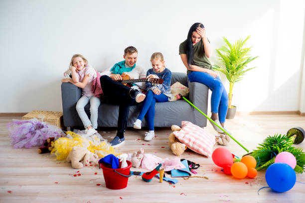 istock Mother yelling on her romping kids 803274250