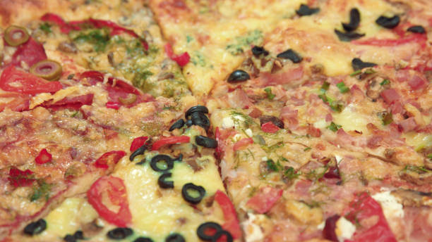 istock Big fresh yummy pizza. Close up 803285048