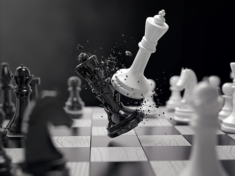 black and white chess battle, Concept for business strategy