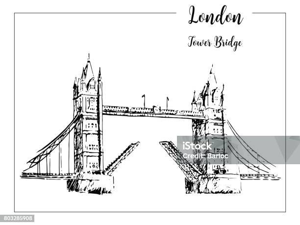 Tower Bridge London Symbol Beautiful Hand Drawn Vector Sketch Illustration Stock Illustration - Download Image Now