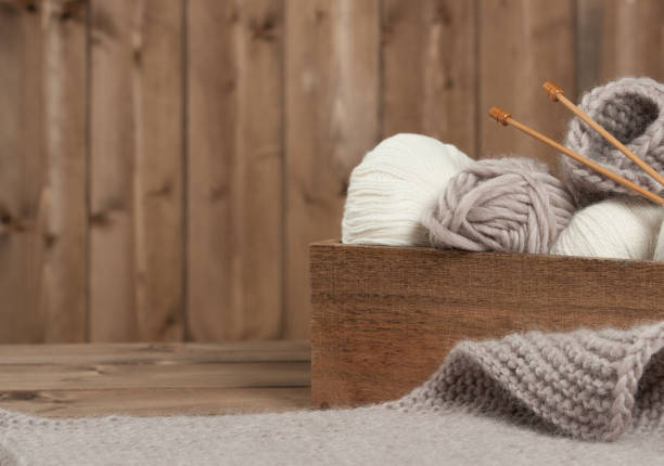 istock Yarn Balls. Wooden Knit Needles. Knitting Accessories. 803308546
