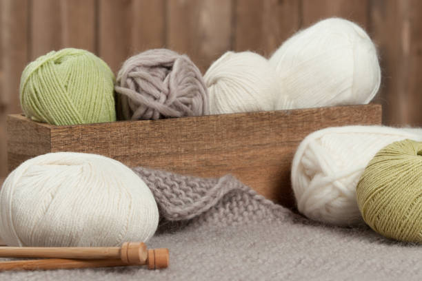 istock Yarn Balls. Wooden Knit Needles. Knitting Accessories. 803312090