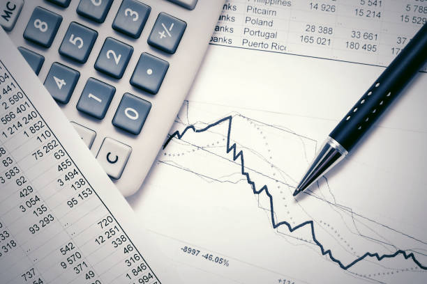 Financial accounting stock market graphs analysis stock photo