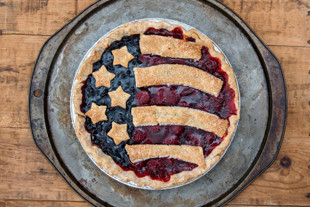 flag fruit tart - tart dessert tray bakery imagens e fotografias de stock