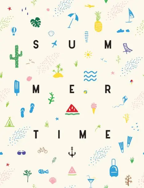 Vector illustration of Summertime seamless pattern poster