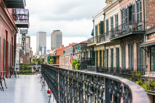 New Orleans Old and New View from the French Quarter in new orleans to Downtown french quarter stock pictures, royalty-free photos & images