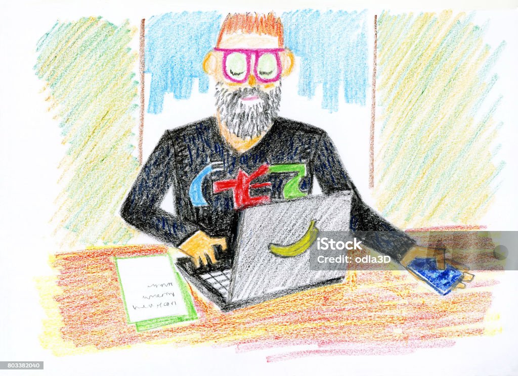 Hippy Computer Programmer Hipster Programmer Stock Illustration - Download Image Now - Working At ...