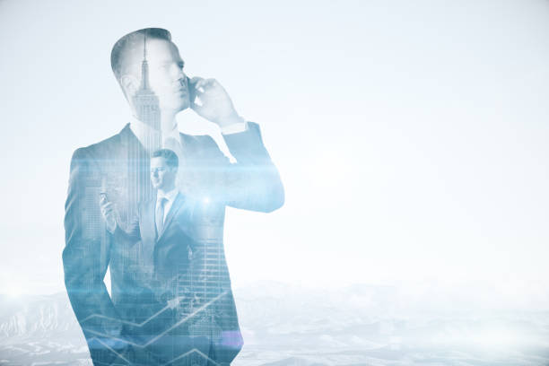 istock Attractive man on the phone multiexposure 803403502