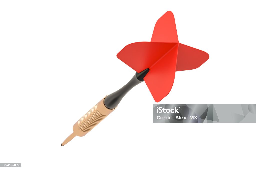 Red Dart closeup, 3D rendering isolated on white background Dart Stock Photo