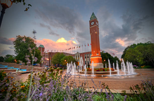 생루이 종합대학교 - clock clock tower built structure brick 뉴스 사진 이미지