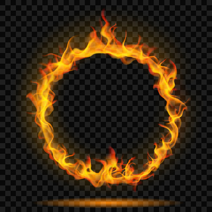 Ring of fire flame on transparent background. For used on dark backgrounds. Transparency only in vector format