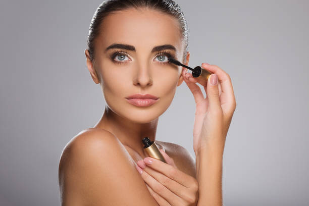 istock Beautiful girl with nude make up at studio 803462048