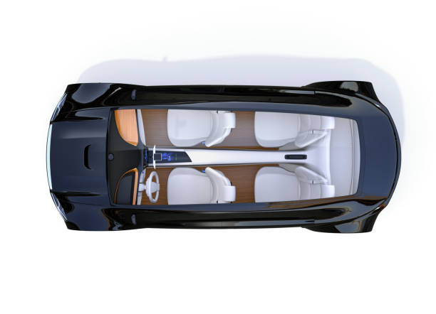 istock Top view of autonomous car on white background 803462134
