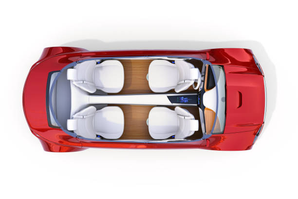 istock Top view of autonomous car on white background 803462206
