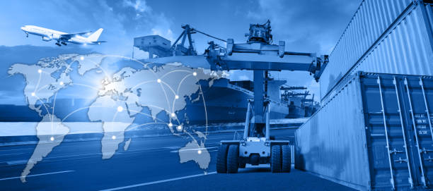 istock Business Logistics concept, Global business connection technology interface global partner connection of Container Cargo freight ship 803494716