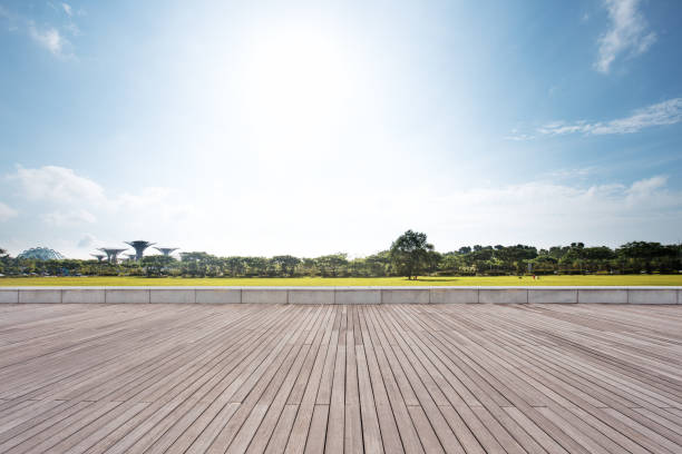 istock empty floor near park in blue sky 803497604