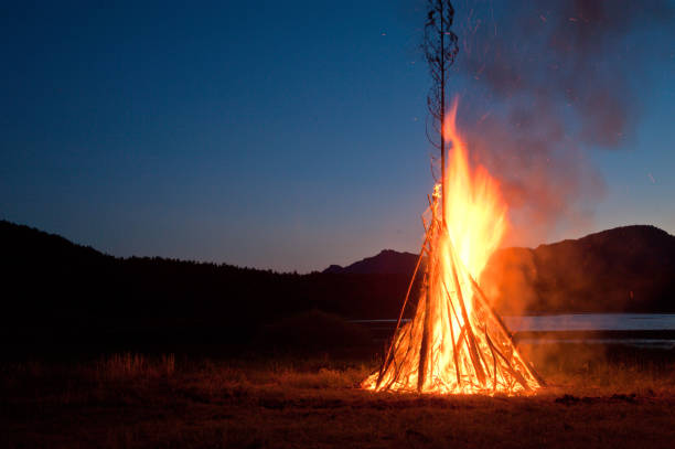 istock A large fire, against the background of the mountains. 803510650