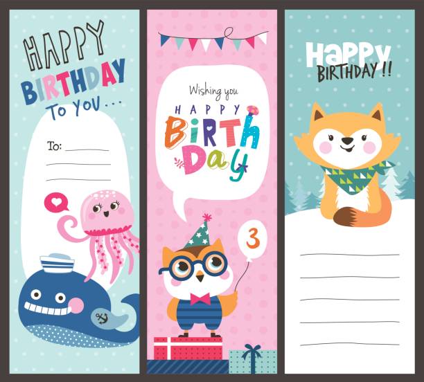 ilustraciones, imágenes clip art, dibujos animados e iconos de stock de tarjetas de cumpleaños - symbol sea animal owl