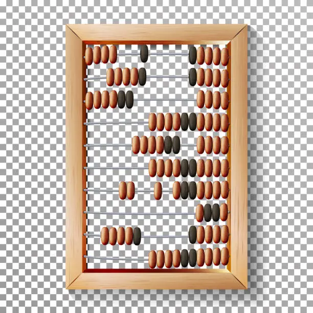Vector illustration of Abacus Set Vector. Realistic Illustration Of Classic Wooden Old Abacus Long Before The Calculator. Arithmetic Equipment. Transparent