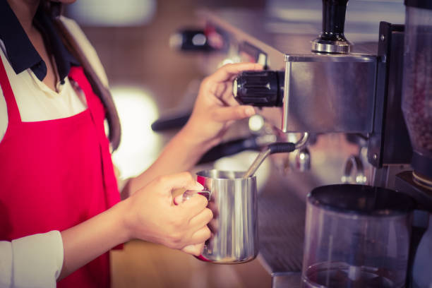 Closeup shot of an expresso machine in a cafe