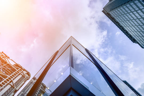 istock Modern office building detail, glass surface at Hong Kong 803559270