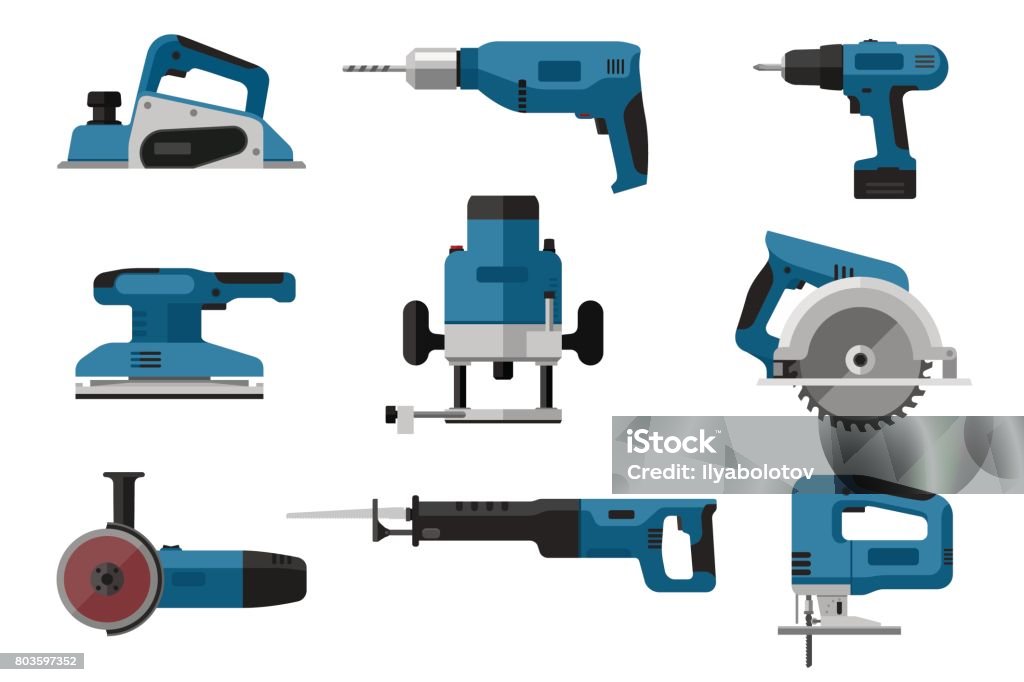 Elektrisch gereedschap set - Royalty-free Boor vectorkunst