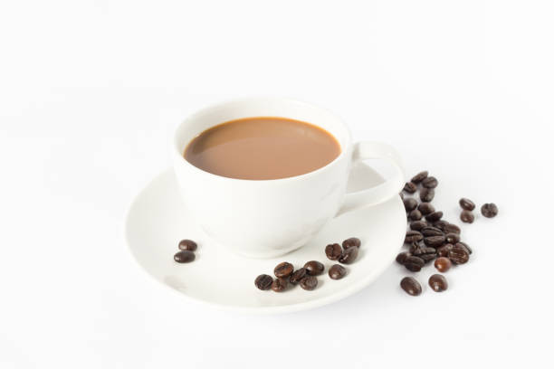 istock Coffee cup and beans isolated on a white background. 803613560