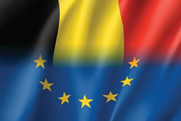 Vector illustration of Symbol Belgium is EU member.