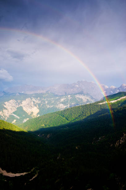 istock Wetterstein mountain range and rainbow in bavarian alps 803625198