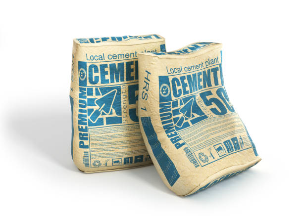 istock Cement bags stack. Paper sacks isolated on white background. 3d illustration 803636510