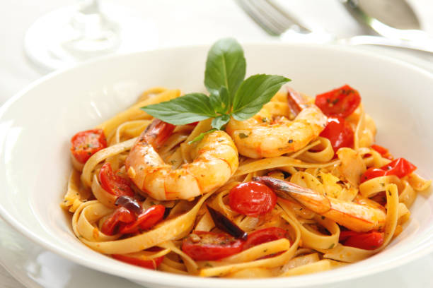 istock Fettuccine with Prawn in Tomato sauce 803647760
