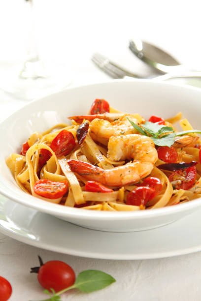 istock Fettuccine with Prawn in Tomato sauce 803647802