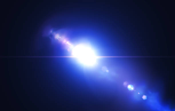 istock Abstract digital of lighting  lens flare in black background 803662850