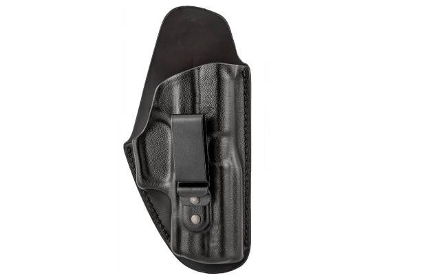 istock Molded leather holster without handgun. Isolated 803667822