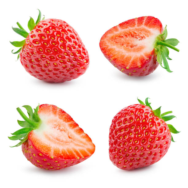 fresa. berry madura fresca aislada sobre fondo blanco. colección. - strawberry fotografías e imágenes de stock