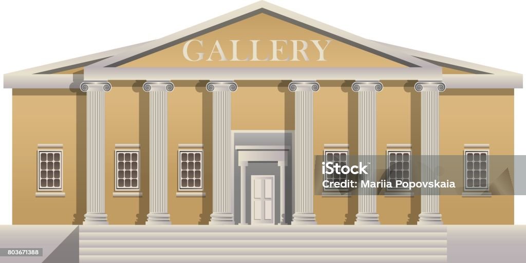 Gallery Building Vector Gallery On A White Background Stock Illustration - Download Image Now ...