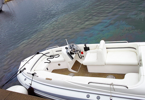 detail of luxury little  inflatable boat, italy