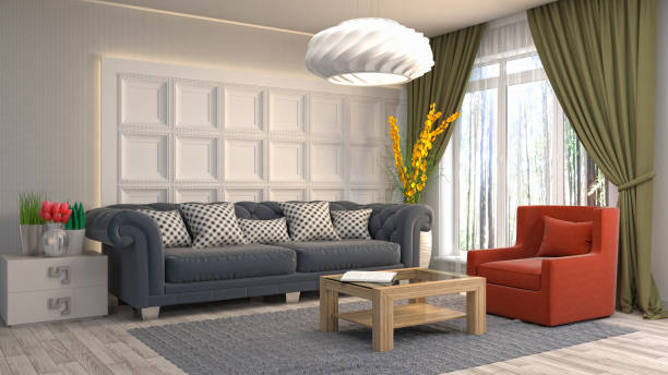 istock Interior living room. 3d illustration 803687160