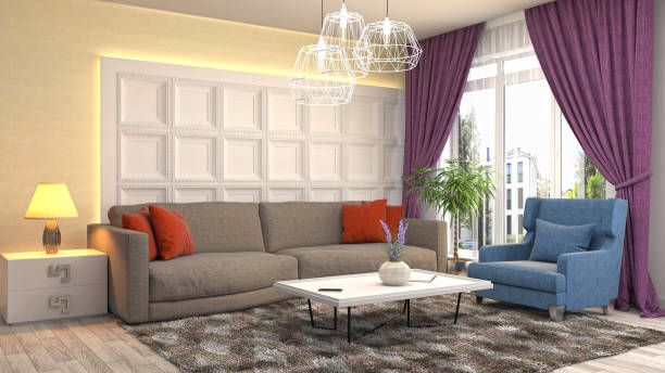 istock Interior living room. 3d illustration 803687202