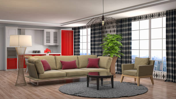 istock Interior living room. 3d illustration 803687240