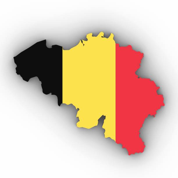 istock Belgium Map Outline with Belgian Flag on White with Shadows 3D Illustration 803690686