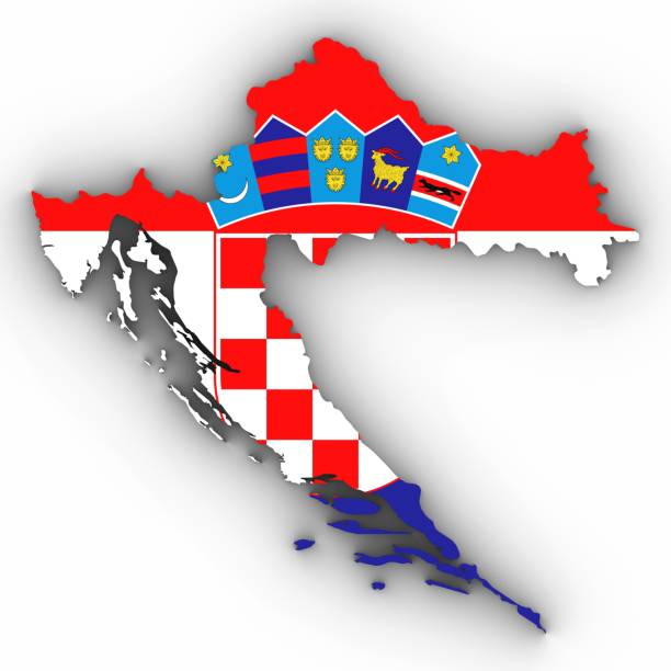istock Croatia Map Outline with Croatian Flag on White with Shadows 3D Illustration 803690856